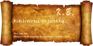 Kubinszky Brigitta névjegykártya